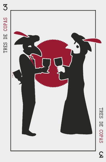 Tres de Copas - El Gallo Barcode Baraja Coleccionable
